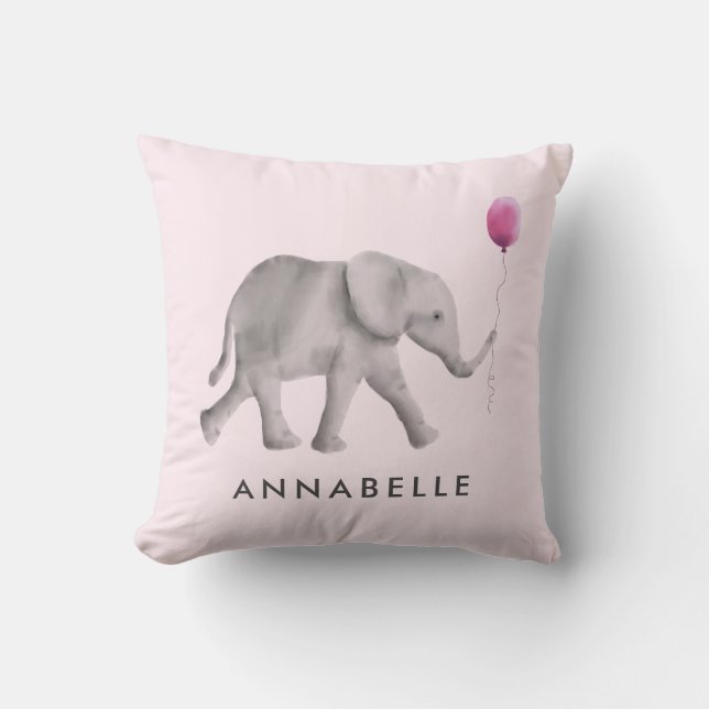 Baby Elephant Pillow for Child's Room or Nursery (Front)