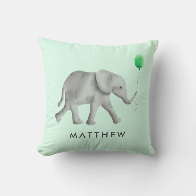 Baby Elephant Pillow for Child's Room or Nursery (Front)