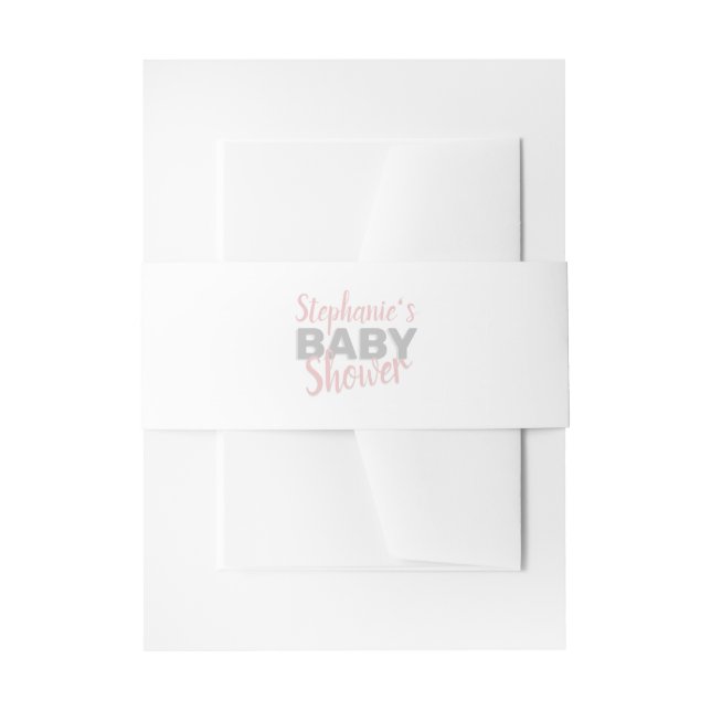 Baby Elephant Pink Baby Shower Invitation Belly Band (Front Example)