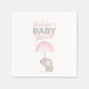 Baby Elephant Pink Baby Shower Napkin