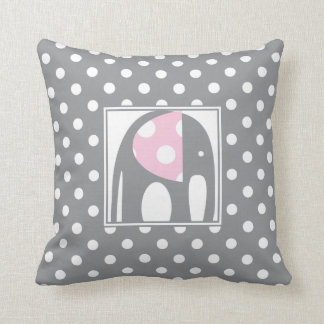Baby Elephant | Pink & Grey Polka Dots Cushion