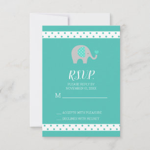 Baby Elephant Polka Dots Baby Shower RSVP Card