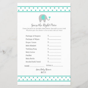 Baby Elephant Polka Dots on White Guess The Price Flyer