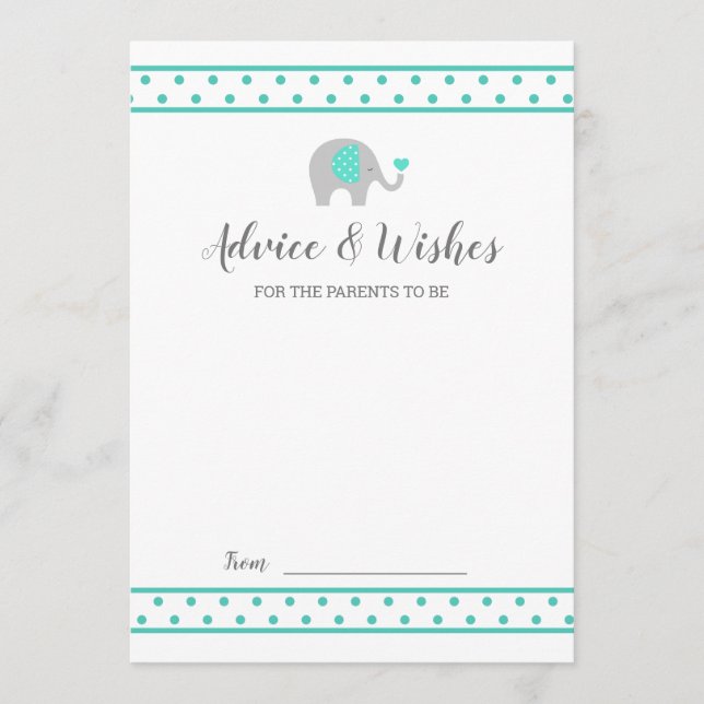 Baby Elephant Polka Dots on White Shower Advice Card (Front)