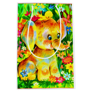 baby elephant print medium gift bag