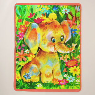 baby elephant print sherpa blanket
