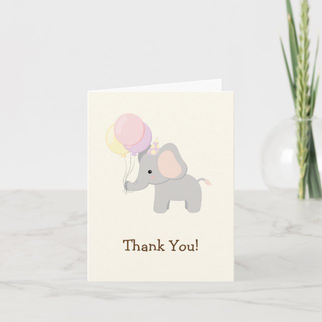 Baby Elephant; Purple Jungle Animal Thank You (Front)