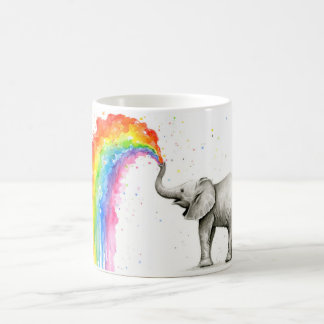Baby Elephant Rainbow Watercolor Cup Ceramic Mug