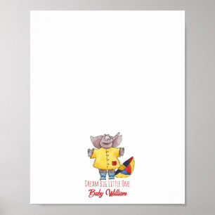 Baby Elephant Raincoat Fingerprint Guestbook