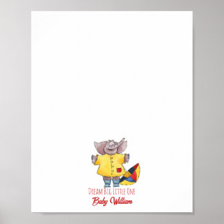 Baby Elephant Raincoat Fingerprint Guestbook
