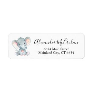 Baby Elephant Return Address Label