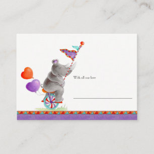 Baby elephant rhino grey display shower cards