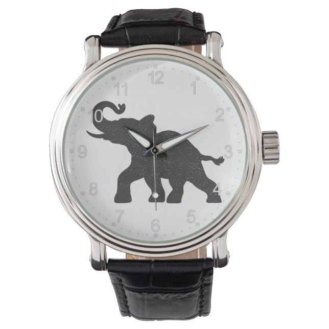 Baby Elephant running silhouette Watch (Front)