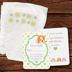 Baby Elephant Shower Diaper Raffle Enclosure Card