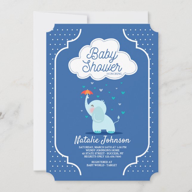 Baby Elephant Shower Invitation (Front)
