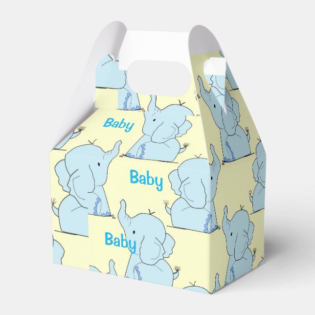Baby Elephant Shower Paper Favour Box, Gable Box (Front Side)
