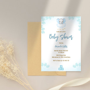 Baby Elephant Simple Baby Shower Invitation