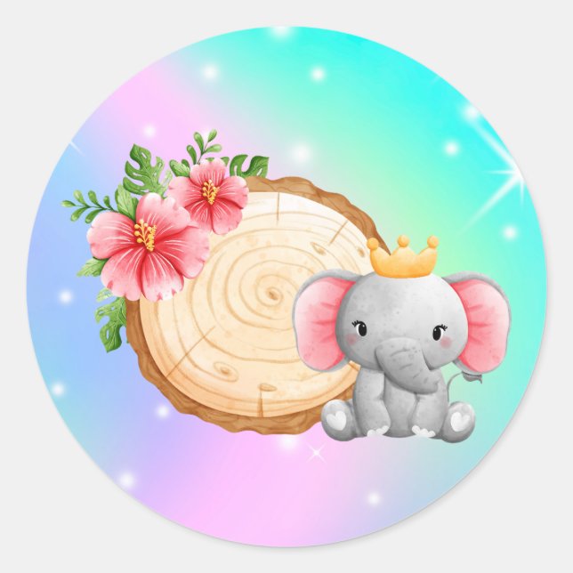 baby elephant sitting next to a log stickers (Front)