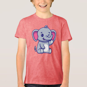 Baby Elephant Sitting Waving Hand-23800 Tri-Blend Shirt