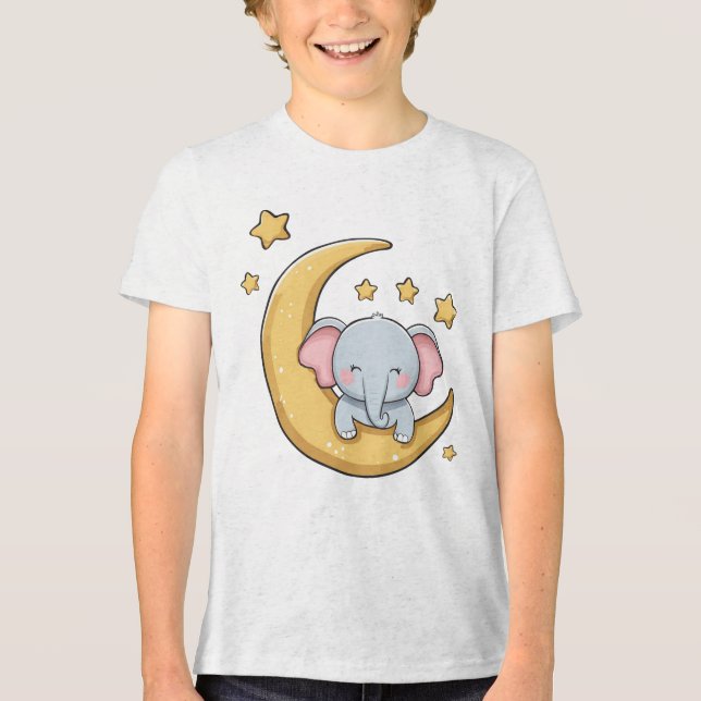 Baby elephant sleeping Tri-Blend shirt (Front)