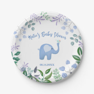 Baby Elephant Song Bird Baby Shower Paper Plate
