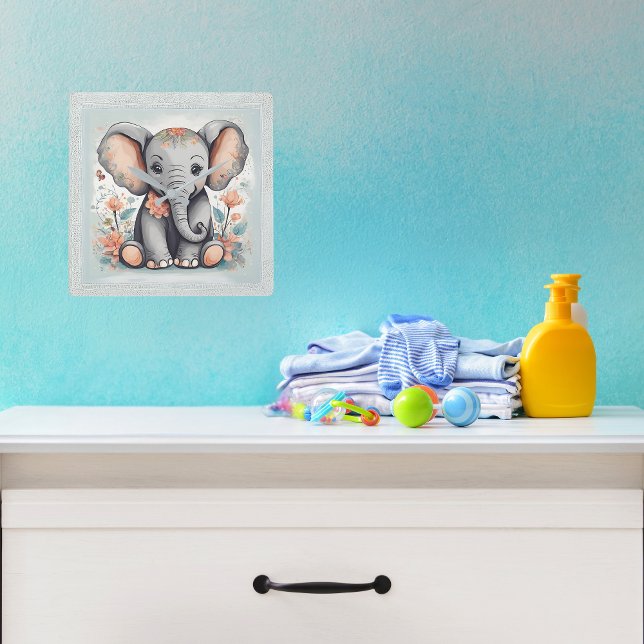 Baby Elephant Square Wall Clock (Creator Uploaded)