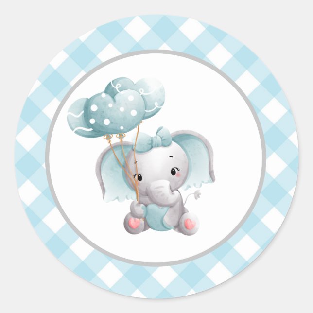 Baby Elephant Sticker, Baby Shower, Birthday Classic Round Sticker (Front)