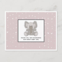 Baby Elephant String Hearts Baby Shower Thank You