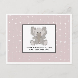 Baby Elephant String Hearts Baby Shower Thank You Postcard