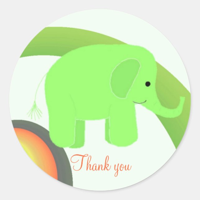 Baby Elephant Thank You Classic Round Sticker (Front)