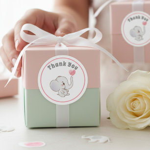 Baby Elephant Thank You Party Favour Sticker