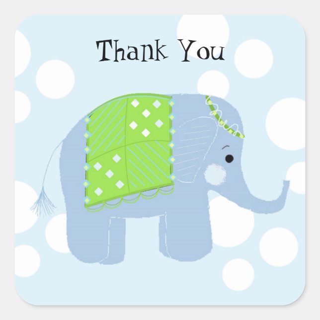 Baby Elephant Thank You Square Sticker (Front)
