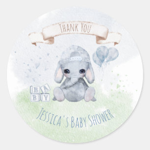 Baby Elephant Thank You Watercolor Animals Classic Round Sticker