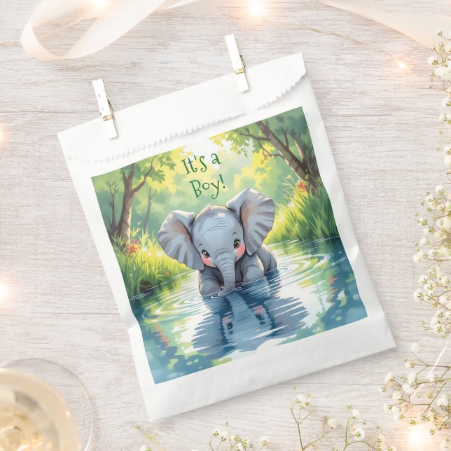 Baby Elephant Themed Baby Shower Favour Bags (Clipped)