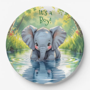 Baby Elephant Themed Baby Shower Paper Plate