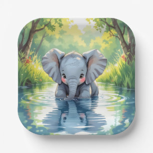 Baby Elephant Themed    Birthday Party Paper Plate