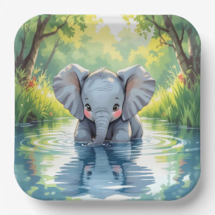 Baby Elephant Themed Birthday Party Paper Plate