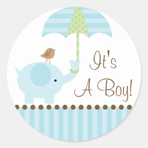 Image of Baby Elephant Umbrella It's A Boy Sticker
