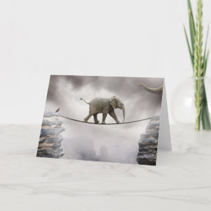 Baby Elephant Walks The Tightrope Card