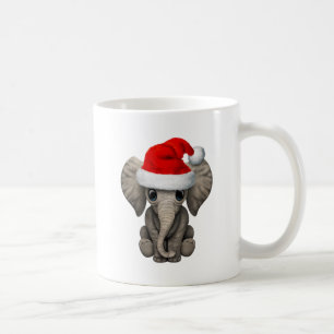 Baby Elephant Wearing a Santa Hat Coffee Mug