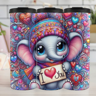 Baby Elephant Winter Heart Thermal Tumbler