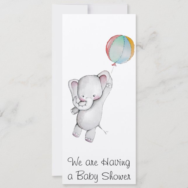 Baby Elephant with Balloon Baby Shower Invitation (Front)