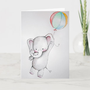 Baby Elephant with Balloon Greeting Card