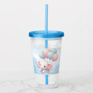 baby elephant with balloons acrylic tumbler