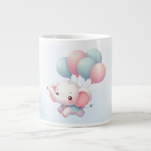 baby elephant with balloons large coffee mug