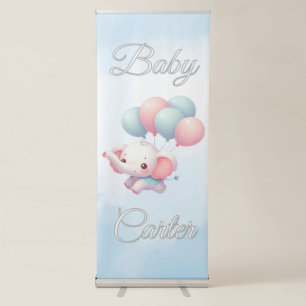  baby elephant with balloons retractable banner