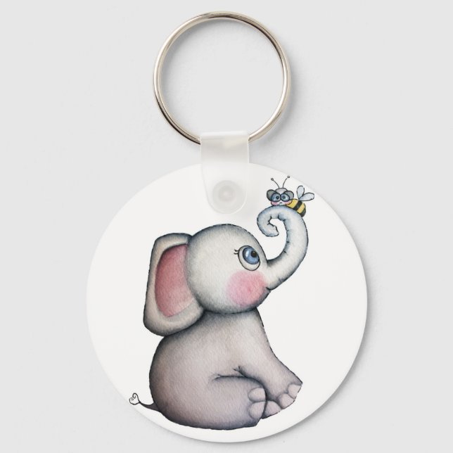 Baby Elephant with Bee Keychain (Front)