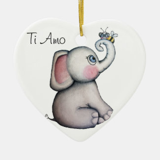 Baby Elephant with Bee Ornament white Background