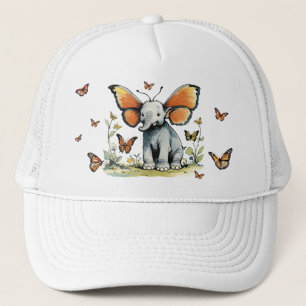 Baby Elephant with Butterfly Wing Ears Trucker Hat