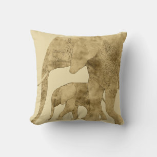 Baby Elephant with it's Mother Cushion